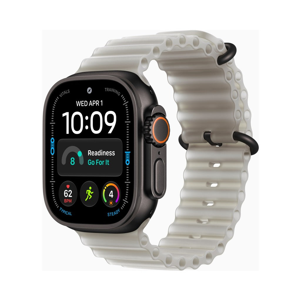 Apple Watch Ultra 4 49mm Black Titanium - Ocean Band Translucent Gray (MKAQ4)