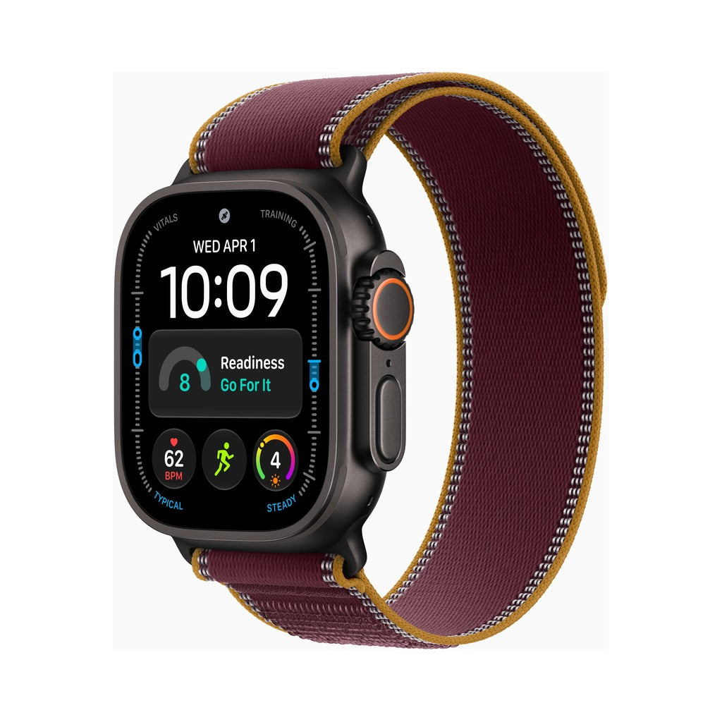 Apple Watch Ultra 4 49mm Black Titanium - Trail Loop Burgundy (MKA74)