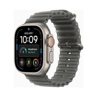 Apple Watch Ultra 4 49mm Natural Titanium - Ocean Band Translucent Black (MK7P4)