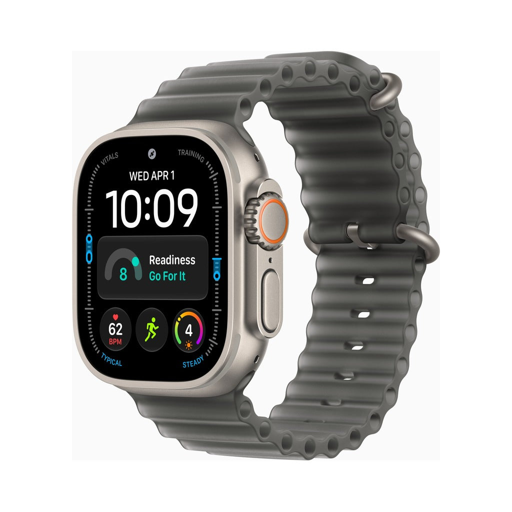 Apple Watch Ultra 4 49mm Natural Titanium - Ocean Band Translucent Black (MK7P4)