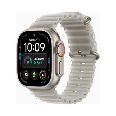 Apple Watch Ultra 4 49mm Natural Titanium - Ocean Band Translucent Gray (MK7K4)