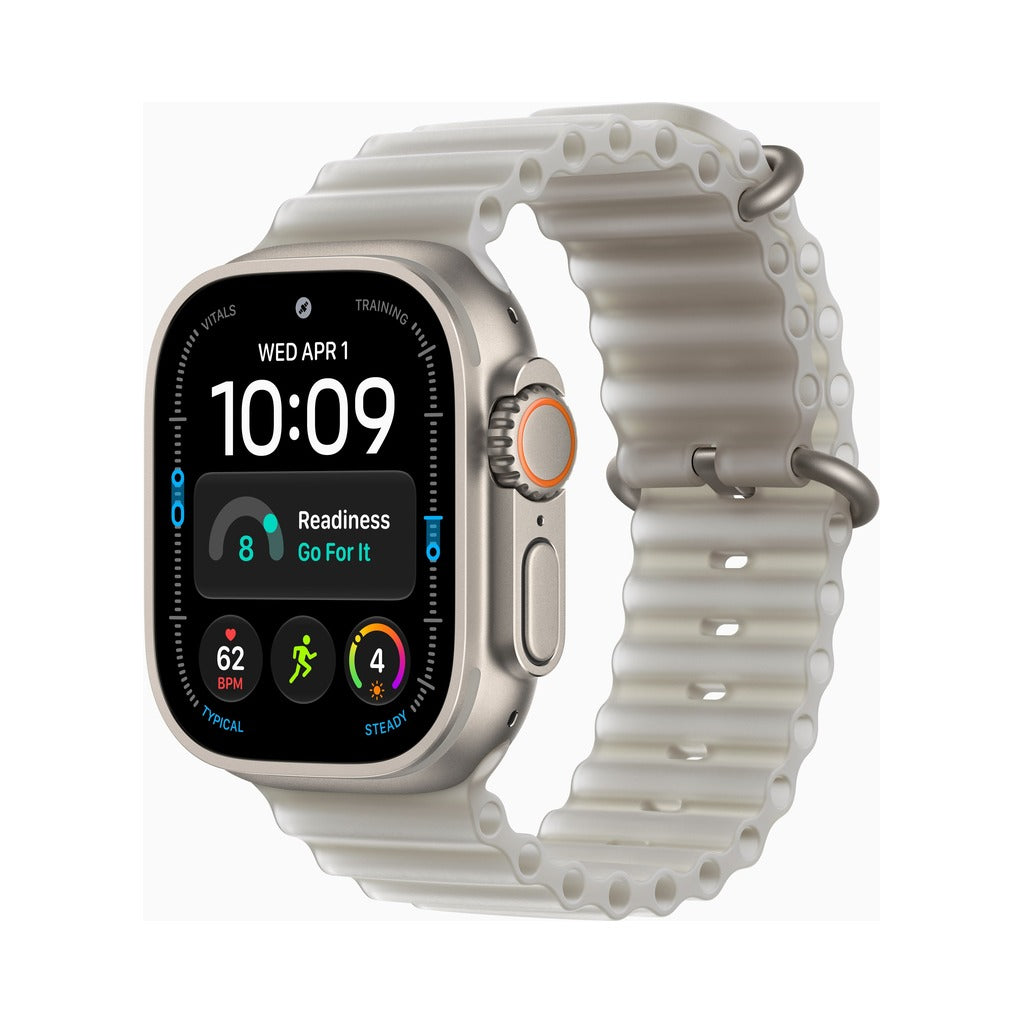 Apple Watch Ultra 4 49mm Natural Titanium - Ocean Band Translucent Gray (MK7K4)