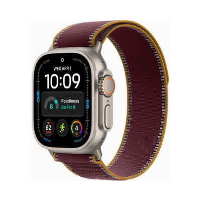Apple Watch Ultra 4 49mm Natural Titanium - Trail Loop Burgundy (MK8G4)
