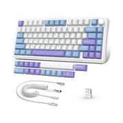 Attack Shark X85 Tri-Mode Wireless Mechanical Keyboard with Coiled Cable - White Purple