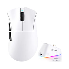 Attack Shark V3 Pro Tri-Mode Wireless Gaming Mouse with Charging Dock - White