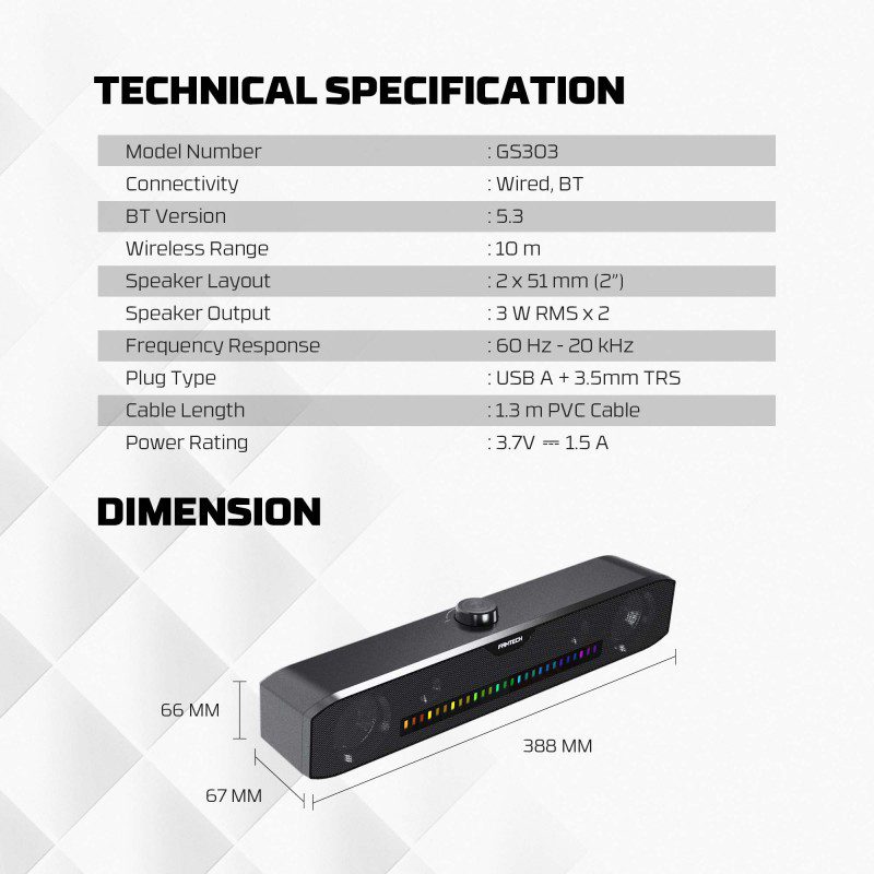 Fantech GS303 Groove Bar | Dual Mode Soundbar