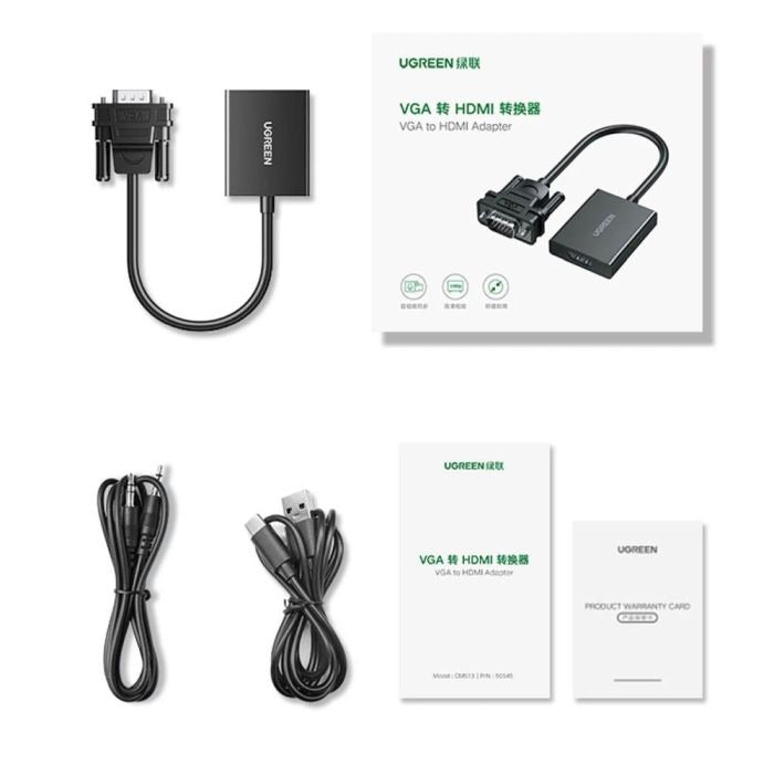 UGREEN VGA to HDMI Adapter Cable with 3.5mm Audio, Full HD 1080P (50945) in Lebanon - OutGeeked