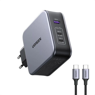 UGREEN Nexode 140W GaN 3-Port Wall Charger with USB-C to USB-C Cable (90549) in Lebanon - OutGeeked