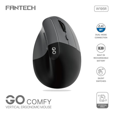 Fantech W195R Go Comfy Rechargeable Vertical Wireless Mouse, Silent Click in Lebanon - OutGeeked
