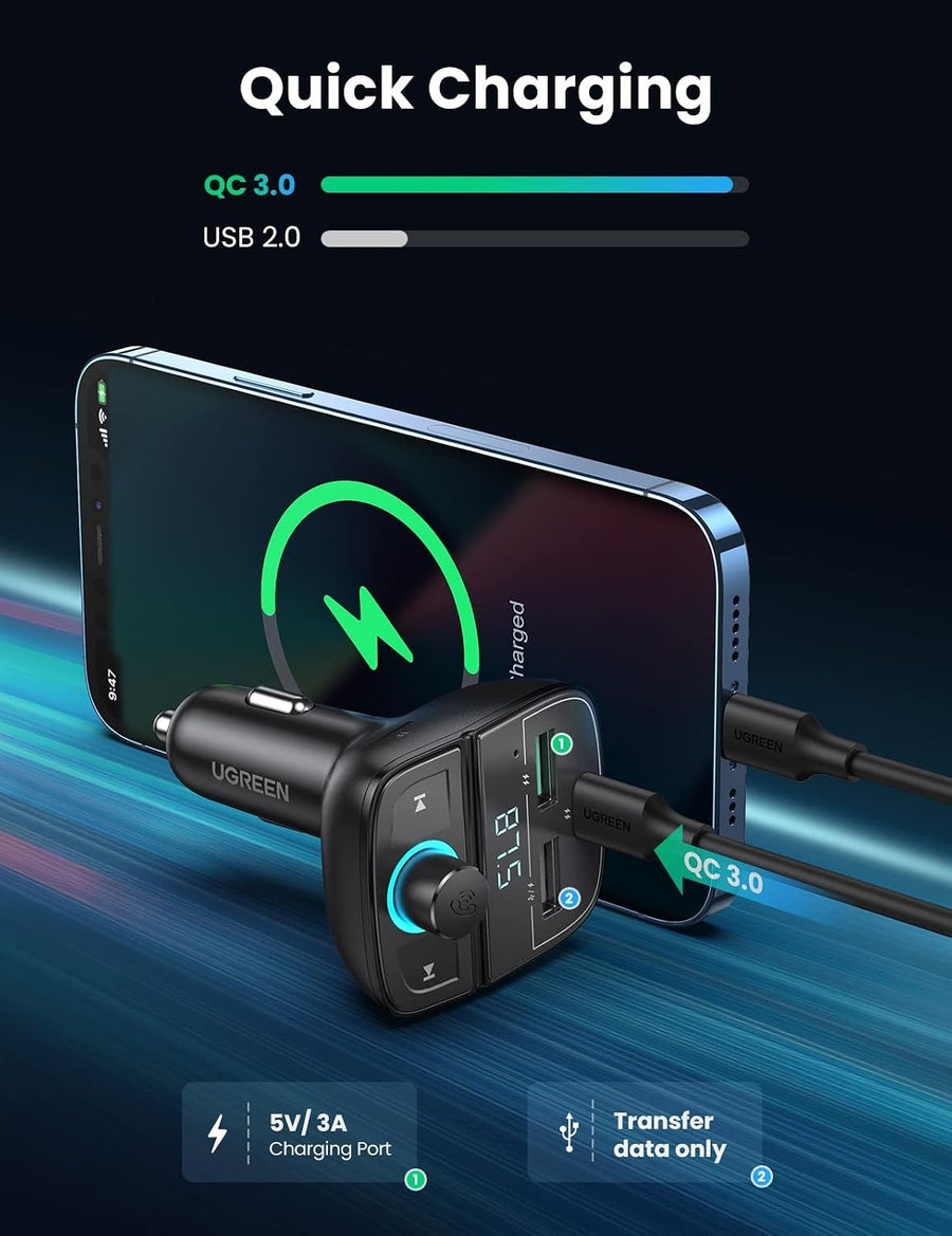 UGREEN 31.5W PD Car Charger with FM Bluetooth Transmitter (80910) in Lebanon - OutGeeked