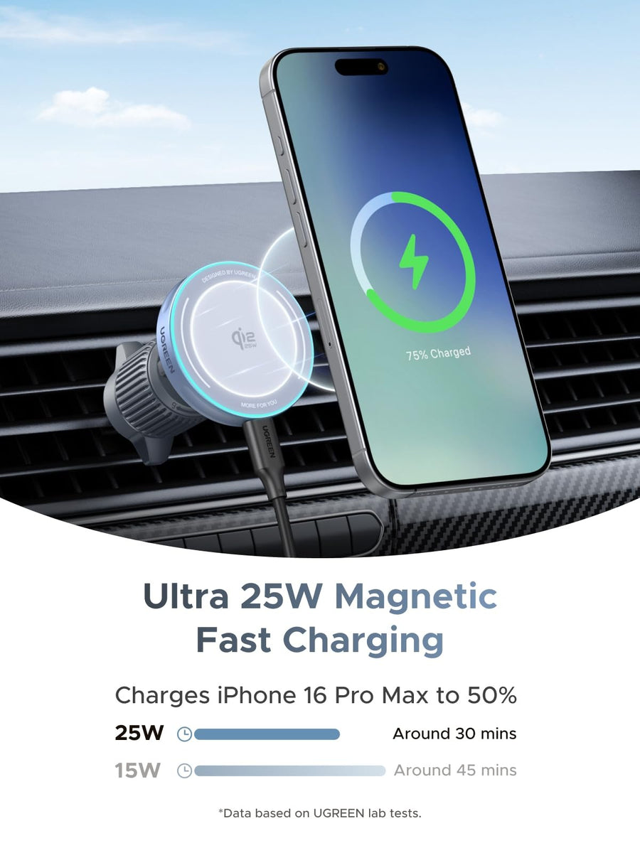 UGREEN MagFlow Magnetic 2-in-1 Wireless Car Charger 25W (55967) in Lebanon - OutGeeked