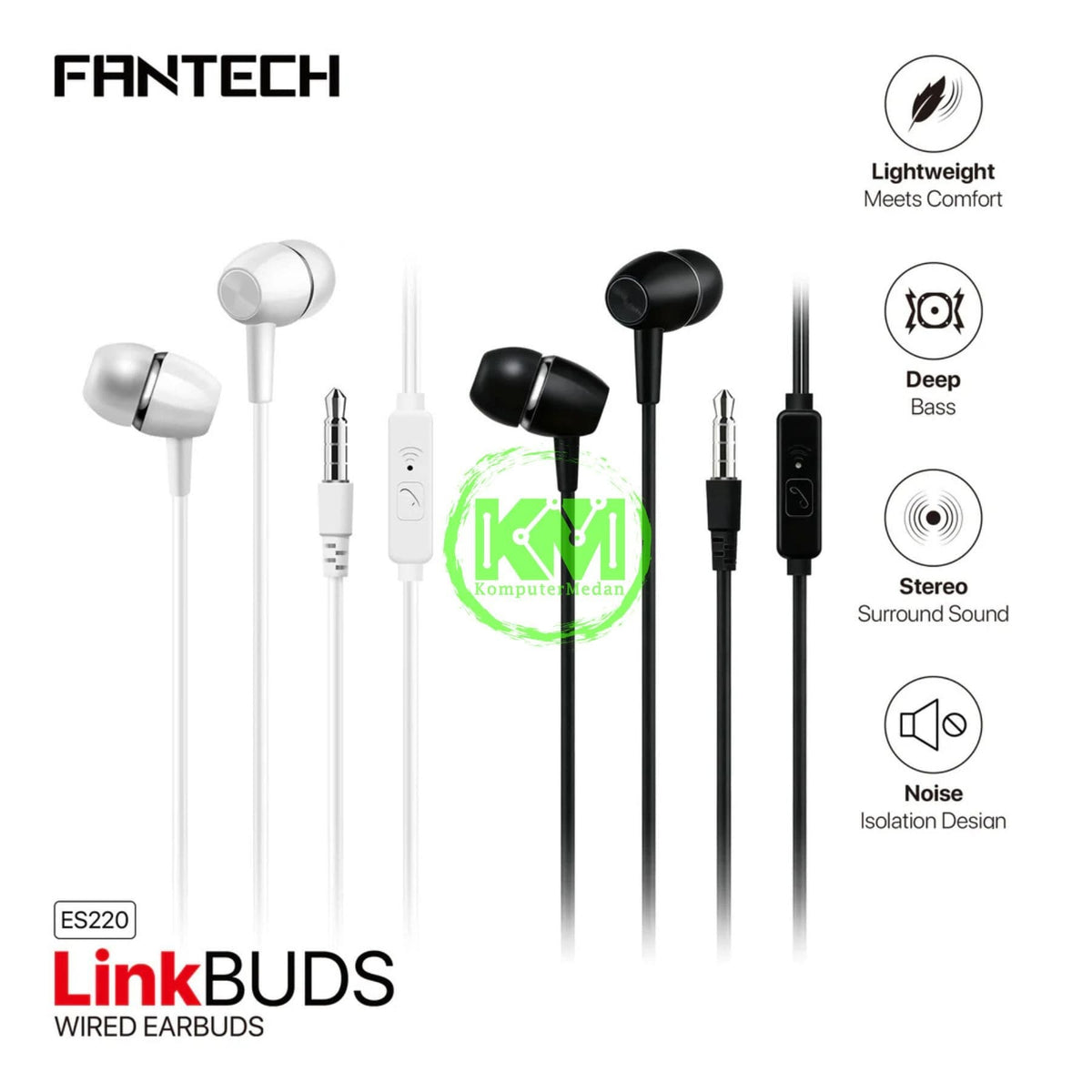 Fantech ES220 LinkPods Wired In-Ear Headphones with Mic, Noise-Isolating in Lebanon - OutGeeked