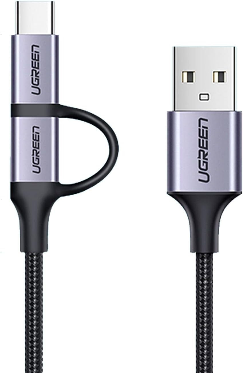 UGREEN 2-in-1 USB-A to Micro-USB & USB-C Braided Cable 1M (30875) in Lebanon - OutGeeked