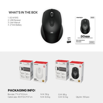 Fantech W191S Go Dual-Mode Bluetooth and 2.4GHz Silent Wireless Mouse in Lebanon - OutGeeked
