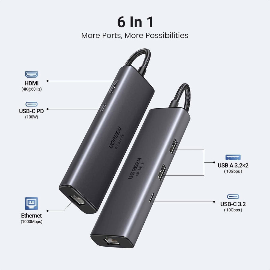 UGREEN 6-in-1 USB-C Hub Docking Station with 4K 60Hz HDMI & 100W PD (45000) in Lebanon - OutGeeked