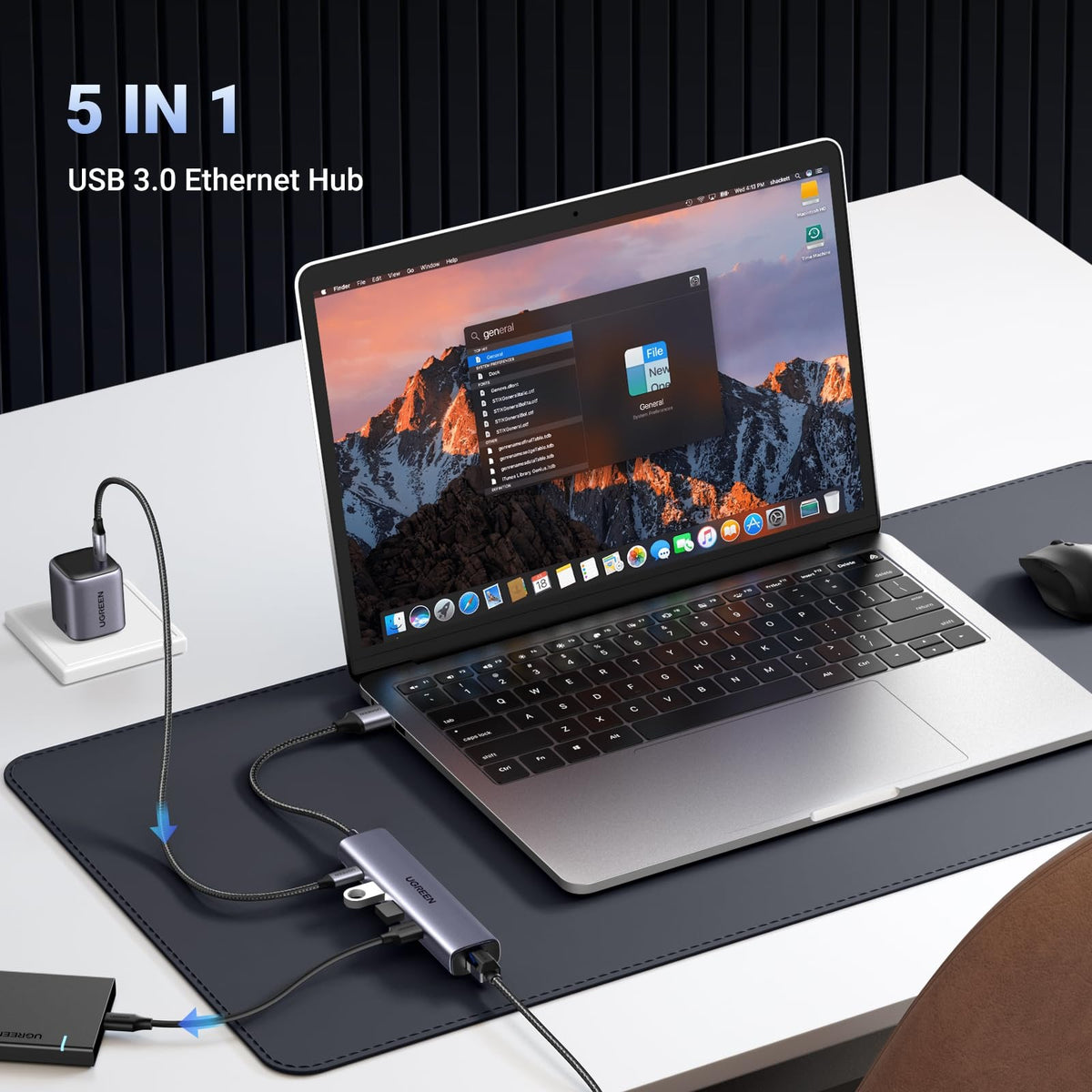 UGREEN USB 3.0 Hub 4-Port with Gigabit Ethernet & USB-C Power Port (60554) in Lebanon - OutGeeked
