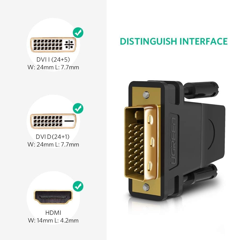 UGREEN Full HD DVI (24+1) Male to HDMI Female Adapter, Bi-Directional (20124) in Lebanon - OutGeeked