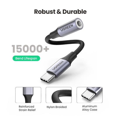UGREEN USB-C to 3.5mm Audio Adapter, 96KHz/24-Bit, Braided (80154) in Lebanon - OutGeeked