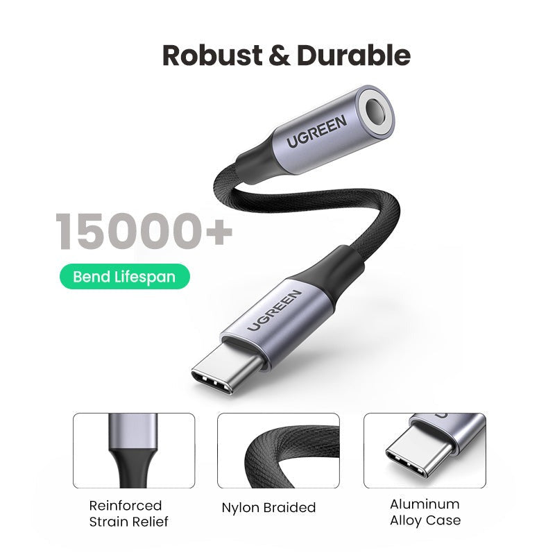 UGREEN USB-C to 3.5mm Audio Adapter, 96KHz/24-Bit, Braided (80154) in Lebanon - OutGeeked