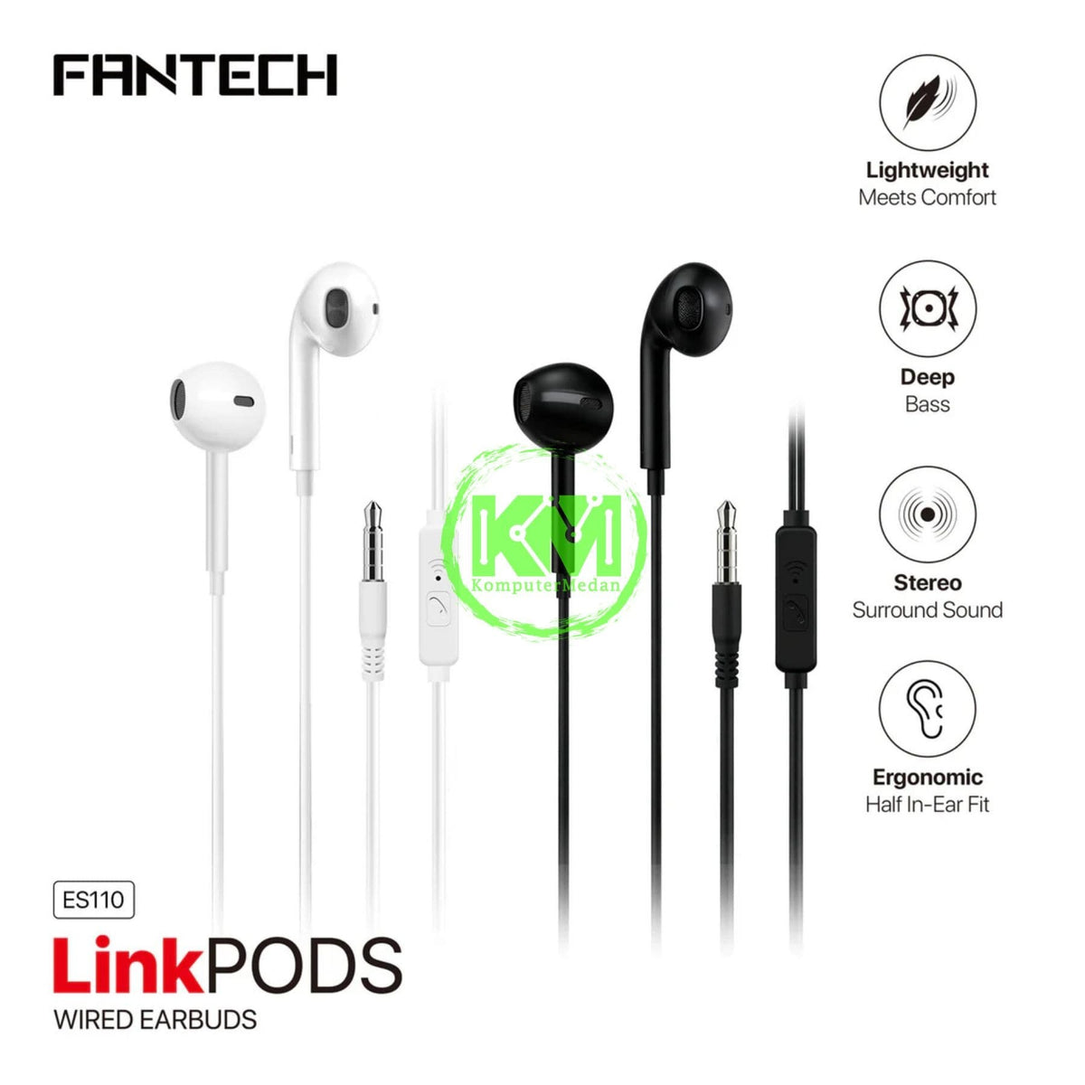 Fantech ES110 LinkPods Wired In-Ear Headphones with Mic, 3.5mm TRRS in Lebanon - OutGeeked