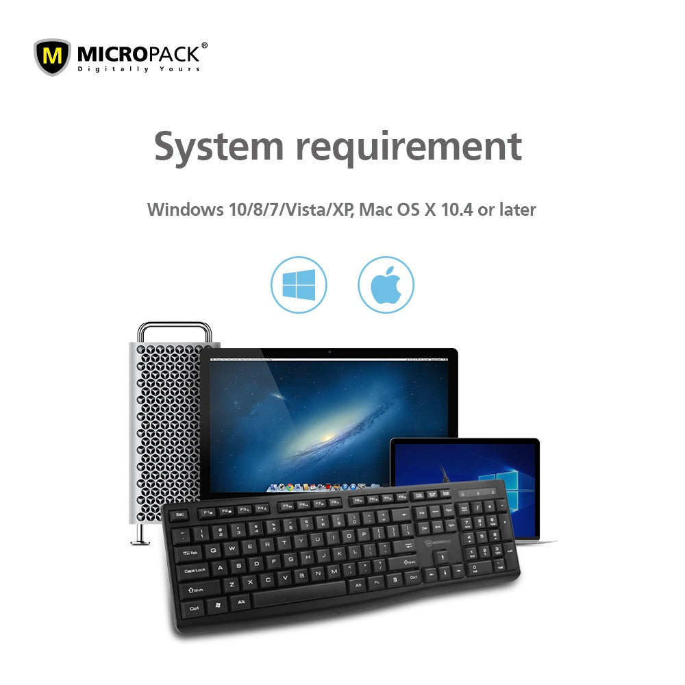 Micropack K206 Compact Wired Keyboard 104-Key English/Arabic in Lebanon - OutGeeked