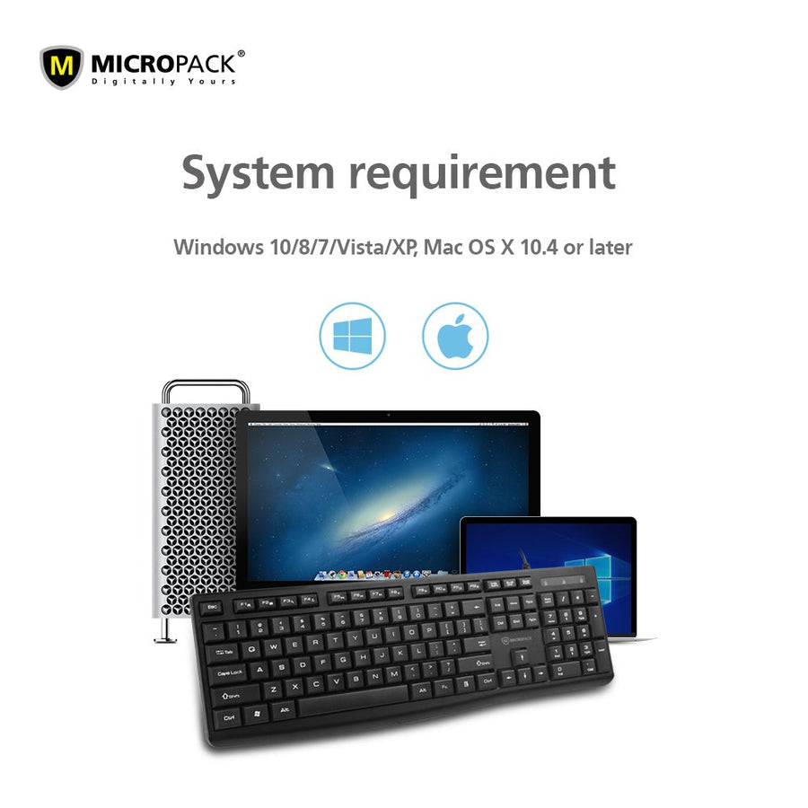 Micropack K206 Compact Wired Keyboard 104-Key English/Arabic in Lebanon - OutGeeked