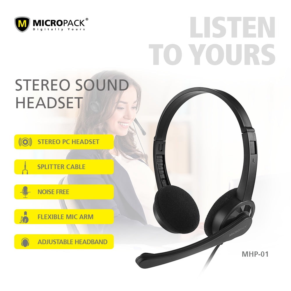 Micropack Chat & Stereo Headset with Flexible Mic and Volume Control (MHP-01) in Lebanon - OutGeeked