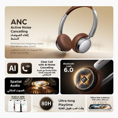 UGREEN Studio Plus ANC Over-Ear Wireless Headphones Bluetooth 6.0, 80H Playtime in Lebanon - OutGeeked