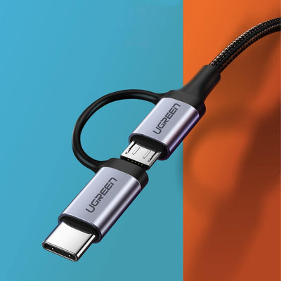 UGREEN 2-in-1 USB-A to Micro-USB & USB-C Braided Cable 1M (30875) in Lebanon - OutGeeked