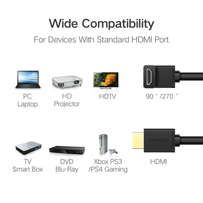 UGREEN 4K HDMI Male to Male Right Angle 90 Degree Cable 2M (10173) in Lebanon - OutGeeked