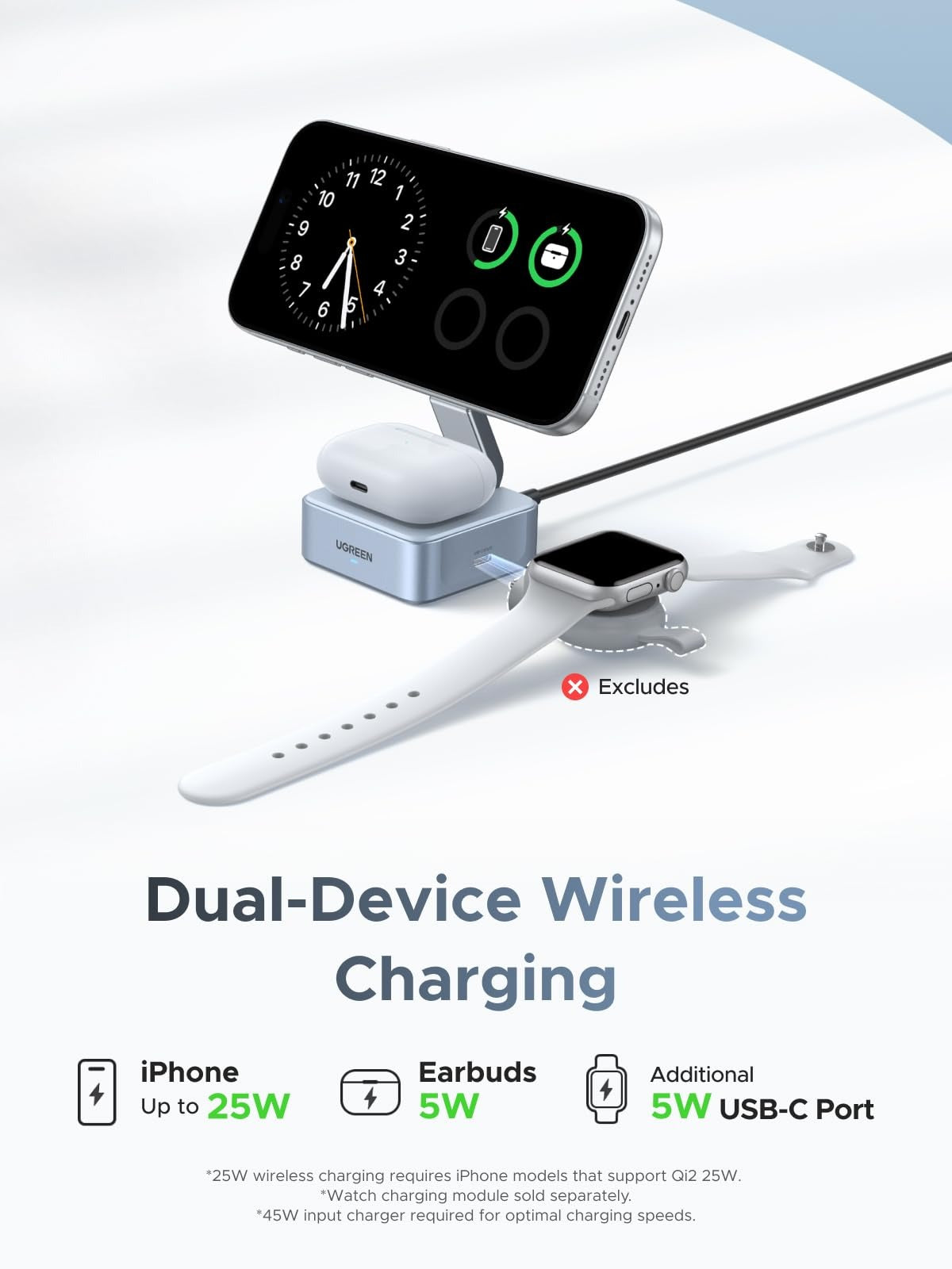 UGREEN MagFlow 2-in-1 Qi2 25W Wireless Charger (55960B) in Lebanon - OutGeeked