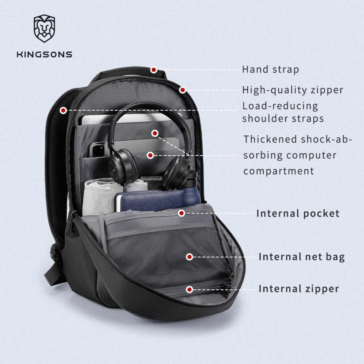 Kingsons 18L Ergonomic Business Laptop Backpack, 15.6-inch (KS25458) in Lebanon - OutGeeked