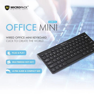 Micropack Mini Ultra Slim Wired Keyboard 78-Key English (K-2208STL) in Lebanon - OutGeeked
