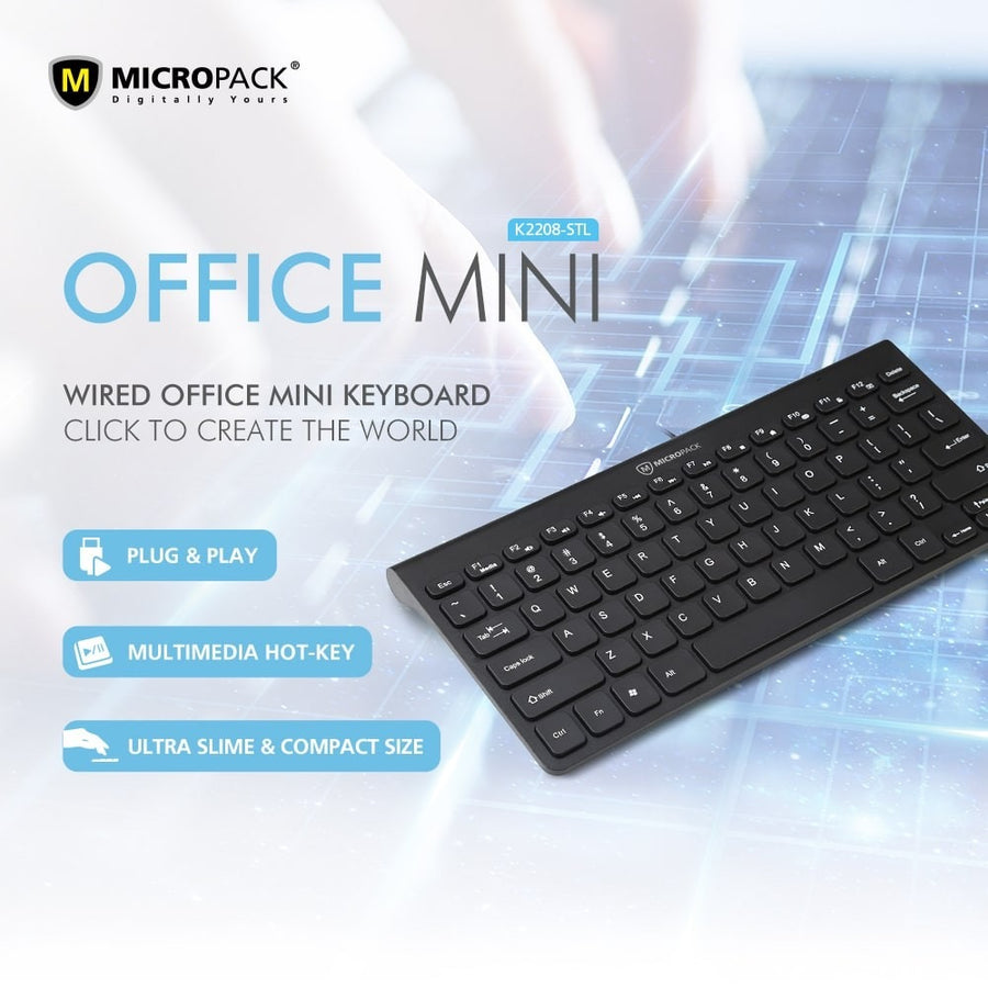 Micropack Mini Ultra Slim Wired Keyboard 78-Key English (K-2208STL) in Lebanon - OutGeeked
