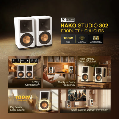 Fantech Hako Studio 302 100W 2.0 Bookshelf Speakers with 6 Inputs in Lebanon - OutGeeked