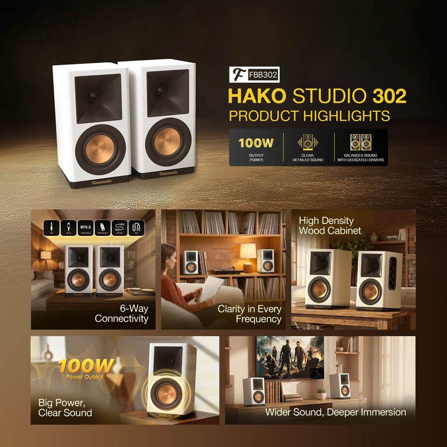 Fantech Hako Studio 302 100W 2.0 Bookshelf Speakers with 6 Inputs in Lebanon - OutGeeked