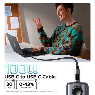 UGREEN USB-C to USB-C 100W Fast Charging Braided Cable with LED Indicator in Lebanon - OutGeeked