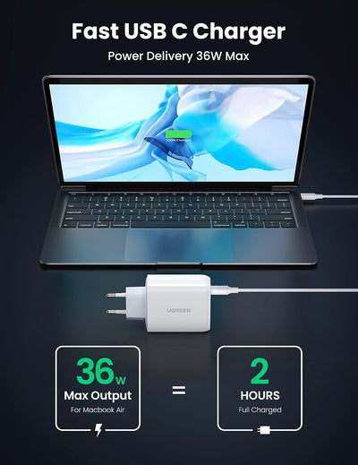 UGREEN 38W Dual-Port USB-A + USB-C Fast Wall Charger (60468) in Lebanon - OutGeeked
