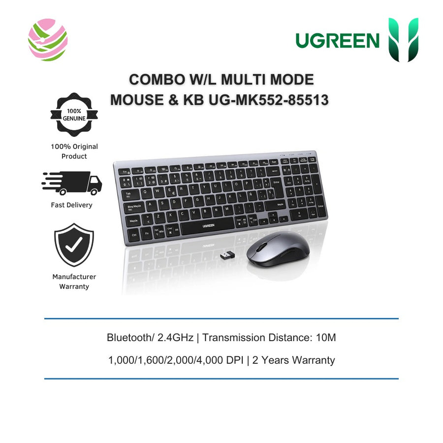 UGREEN Wireless Keyboard & Mouse Combo, Bluetooth & 2.4GHz (85513) in Lebanon - OutGeeked