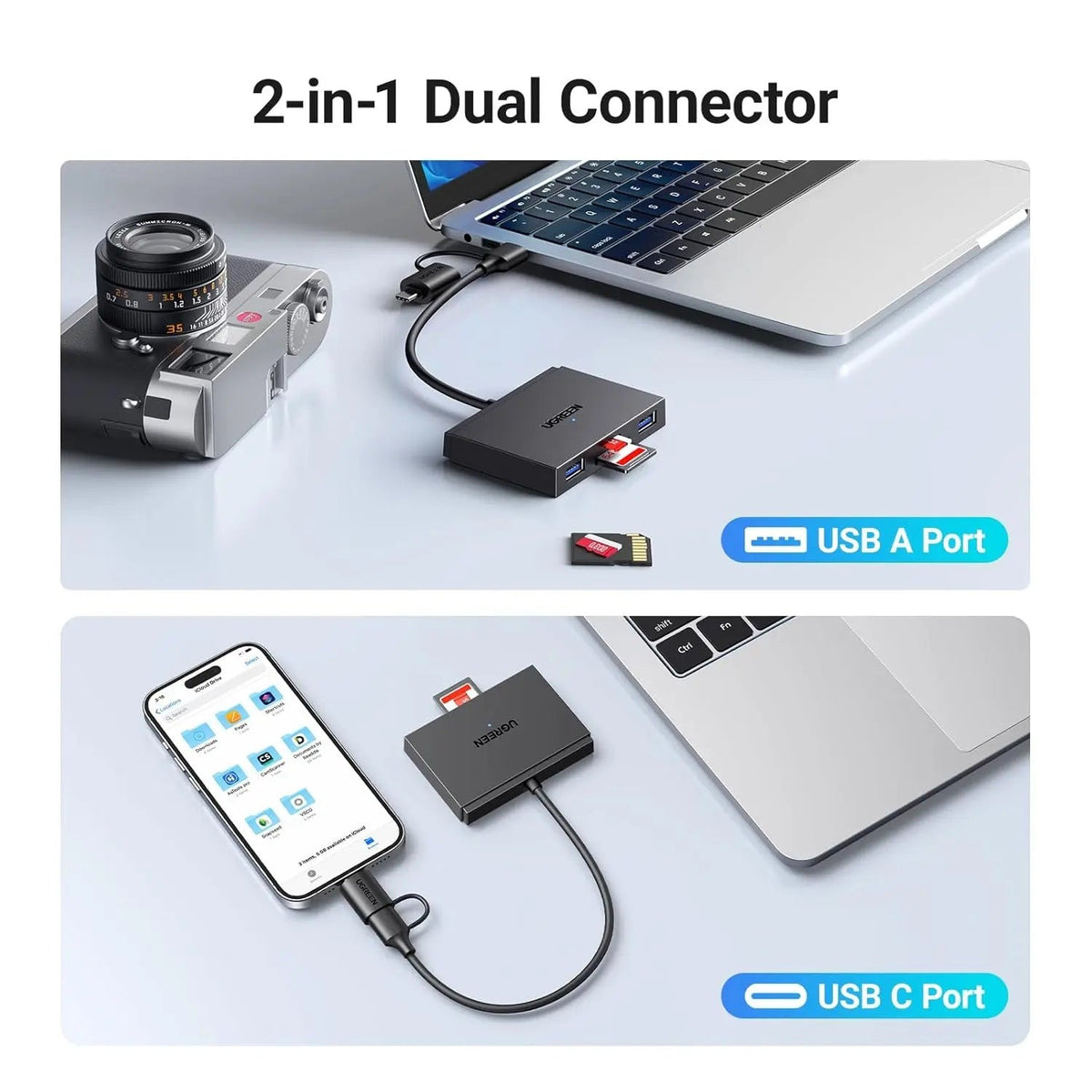 UGREEN 4-in-1 USB-C & USB-A Card Reader with Dual USB-A Ports (45167) in Lebanon - OutGeeked