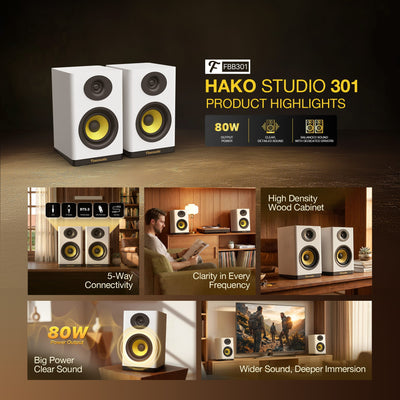 Fantech Hako Studio 301 80W 2.0 Bookshelf Speakers with Bluetooth 5.3 in Lebanon - OutGeeked