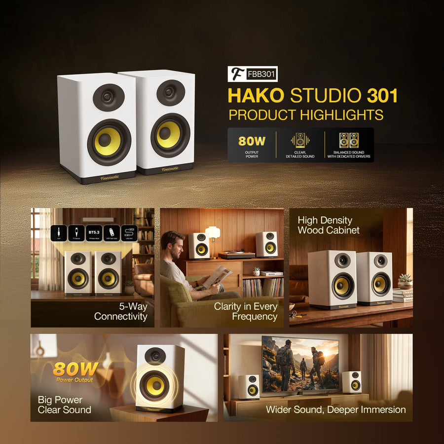 Fantech Hako Studio 301 80W 2.0 Bookshelf Speakers with Bluetooth 5.3 in Lebanon - OutGeeked