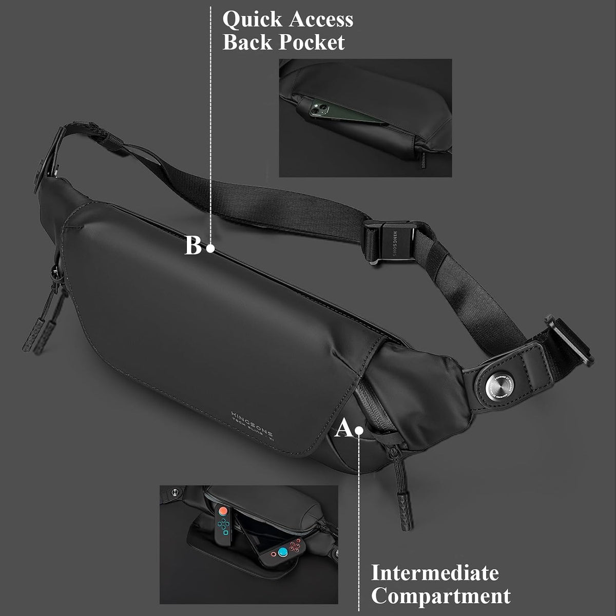 Kingsons 2.5L EDC Sling Bag with Anti-Theft Pocket (KS25056) in Lebanon - OutGeeked