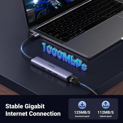 UGREEN USB 3.0 Hub 4-Port with Gigabit Ethernet & USB-C Power Port (60554) in Lebanon - OutGeeked