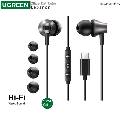 UGREEN USB-C Wired Earphones with Microphone & In-Line Control (35754) in Lebanon - OutGeeked