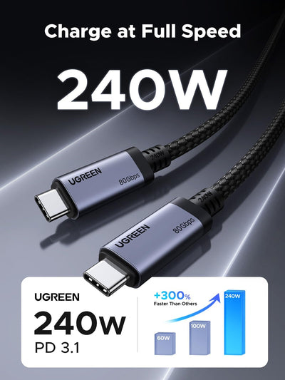 UGREEN Thunderbolt 4 USB-C Cable 240W 80Gbps 16K 1M (65383) in Lebanon - OutGeeked