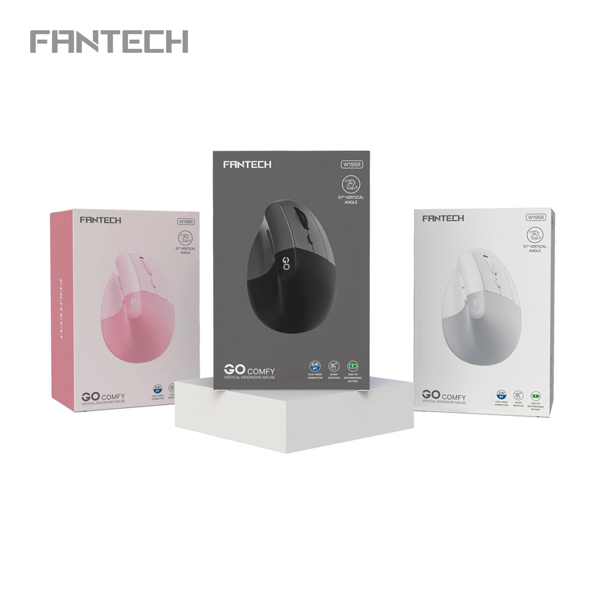 Fantech W195R Go Comfy Rechargeable Vertical Wireless Mouse, Silent Click in Lebanon - OutGeeked