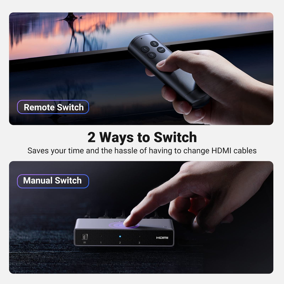 UGREEN 8K@60Hz HDMI 2.1 Switch 3 In 1 Out with Remote Control (15604) in Lebanon - OutGeeked