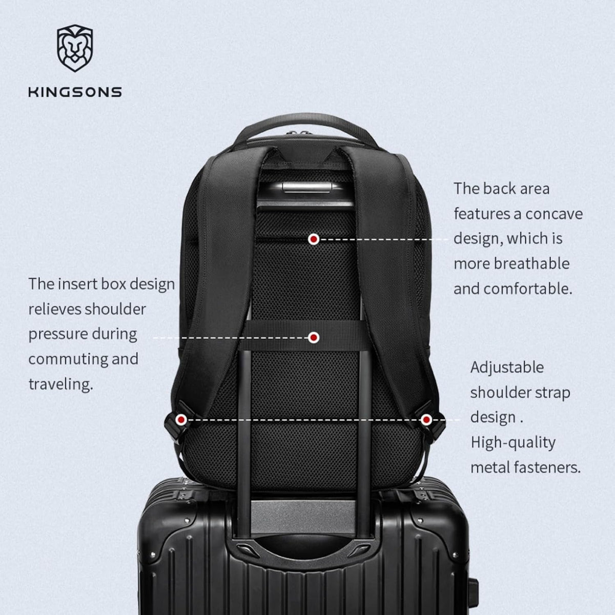 Kingsons 18L Ergonomic Business Laptop Backpack, 15.6-inch (KS25458) in Lebanon - OutGeeked