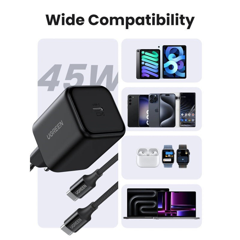 UGREEN 45W USB-C GaN Fast Wall Charger with 1M USB-C to USB-C Cable in Lebanon - OutGeeked
